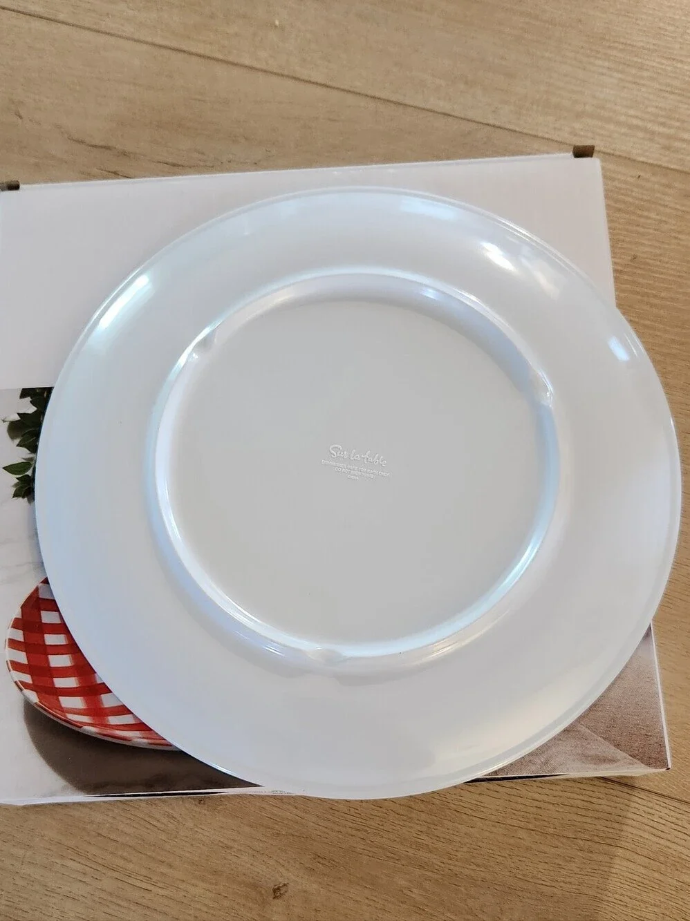 Sur La Table Red and White Gingham Dinner Plates - 4-Piece Set